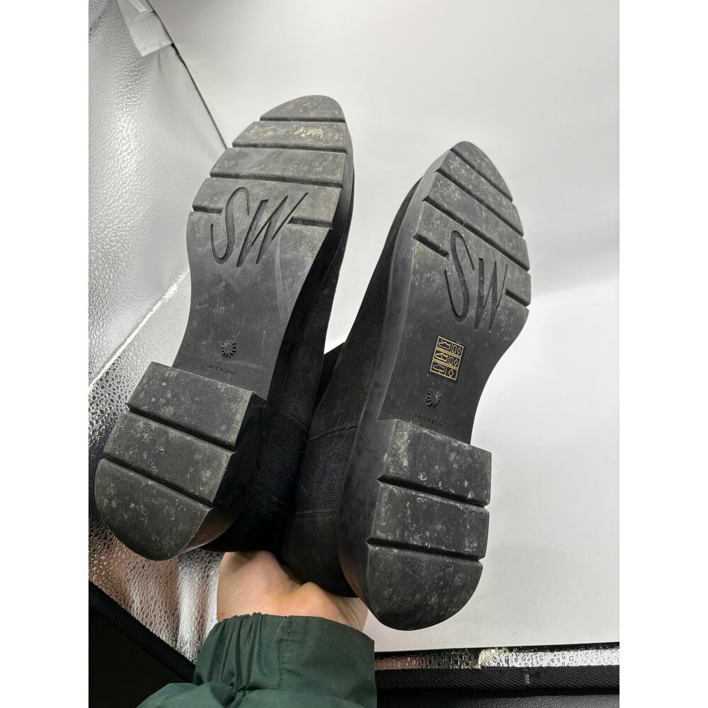 Stuart Weitzman Chelsea Boots Womens 13 Black Faux Fur Lined Suede Ankle Pull On - Picture 8 of 9